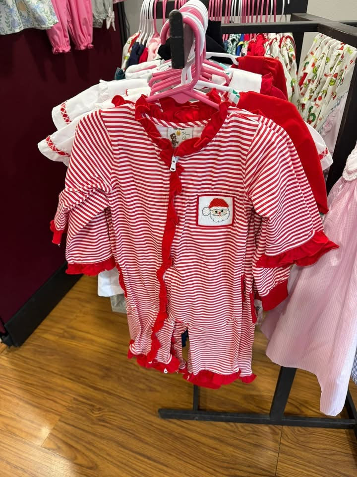 Smocked Santa Girls Romper